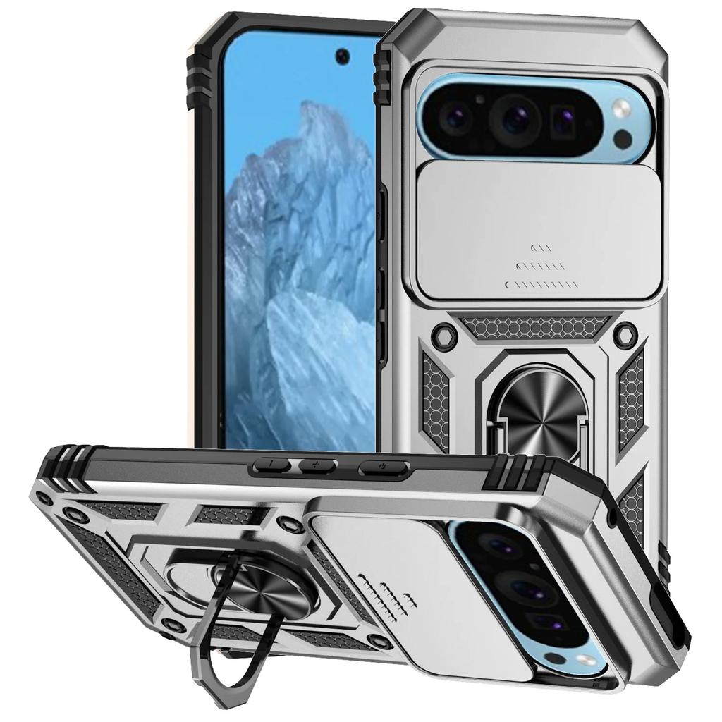 Чехол Armor Case для Google Pixel 9A Pixel 9 Pro XL, защитный слайдер, защитный объектив, подставка, кольцо, магнитный держатель, чехол Fundas Capa