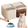 Grain Storage Barrel with Built-in Measuring Cup Clear Cover Large Capacity Wide Mouth Airtight Pet Food Container