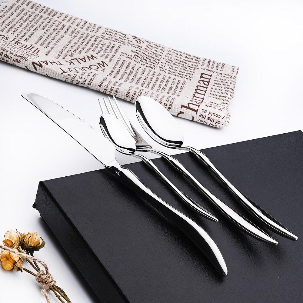 Dinnerware 18/10 Mirror Cutlery Set Stainless Steel Silverware Flatware Set Dinner Knife Fork Spoons Tableware For Home Kitchen