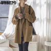 Офисные женские зимние однотонные двусторонние кашемировые пальто женские теплые свободные короткие шерстяные пальто повседневные стеганые пальто