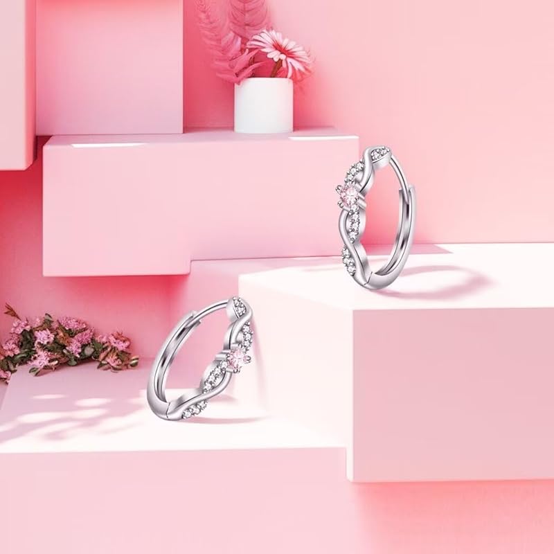 SK.Whiee серьги женские Популярность Совместимы с аллергией на металл серьги-кольца розовый камень-талисман "Счастливая любовь" серебро 925 пробы покрытие платиной 18-каратное золото
