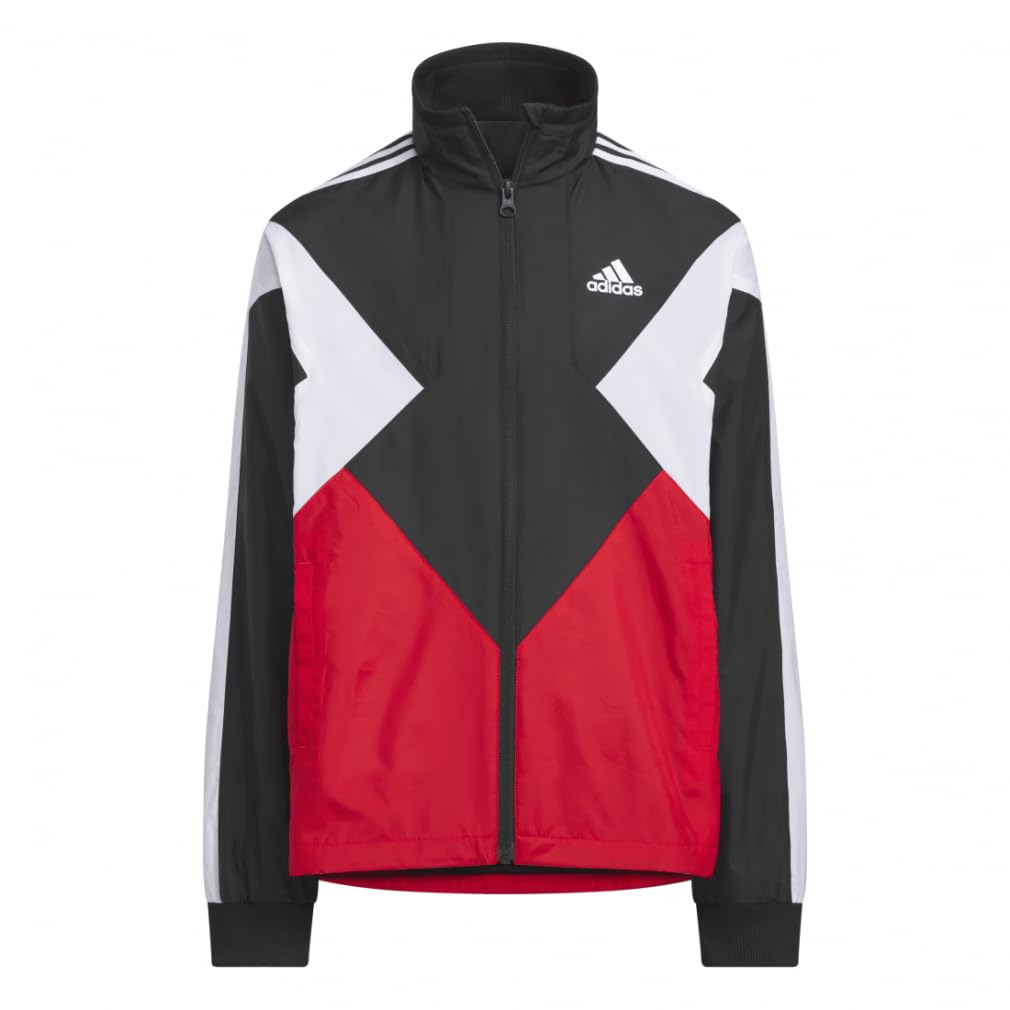 Adidas CB Трикотажная куртка-джемпер, размер 130, незаменимая вещь для детей, унисекс, KPX98, Черный/Ярко-алый/Белый (JP4929),