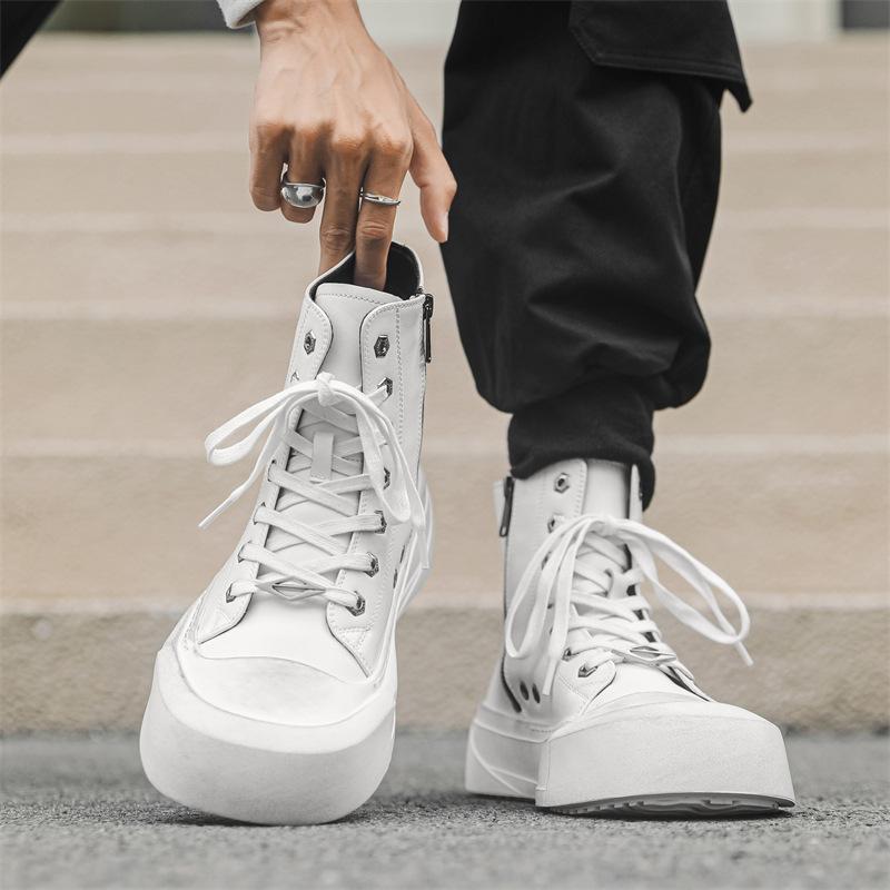 2024 новые весенние и осенние мужские туфли с высоким берцем, модные туфли знаменитостей из Интернета, универсальные дышащие повседневные туфли 66656-W