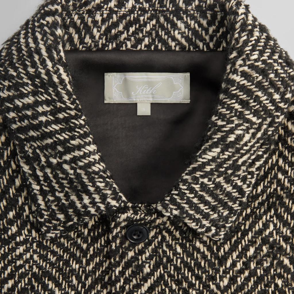 Kith Oversized Herringbone Boxy Collared Overshirt Black Men Outerwear Multi-Color KHM032633-001