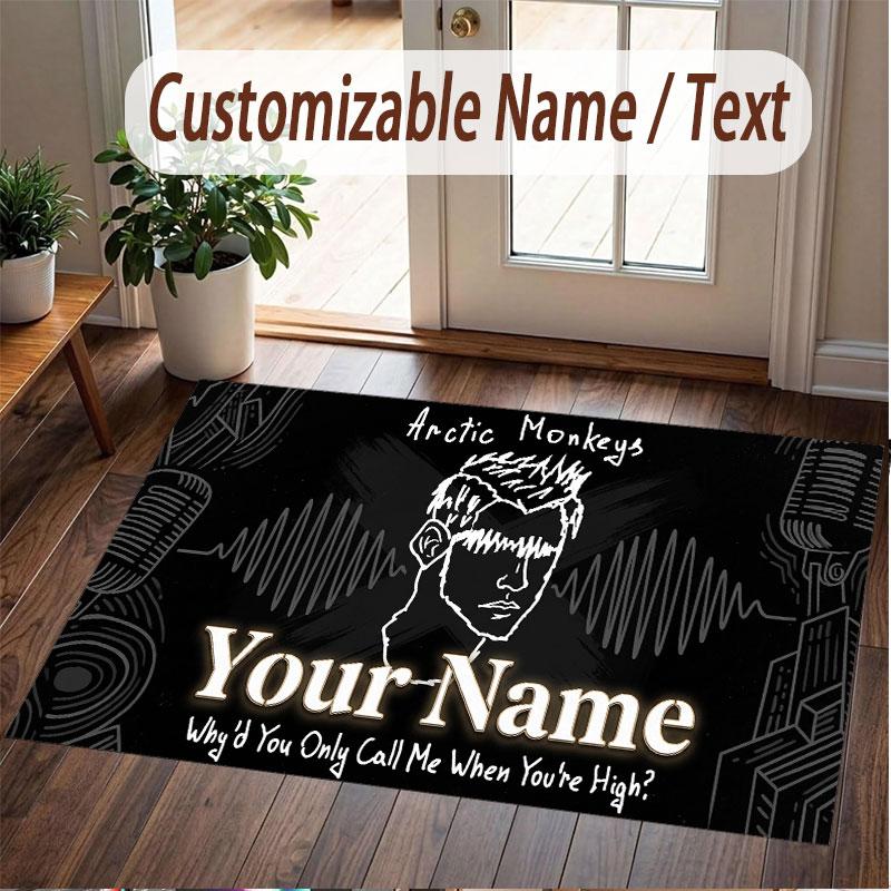 Custom Name Crystal Velvet Rug,Arctic Monkeys Comfortable Anti Slip Floor Mat For Room Decoration