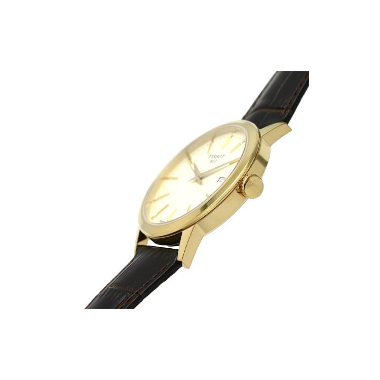 Tissot Классическая коллекция Кварцевый механизм Водонепроницаемость 50 метров Мужские часы Часы 42 мм Бежевый циферблат T129.410.36.261.00