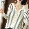 INDFS Женские модные повседневные осенне-зимние полосатые худи с длинным рукавом