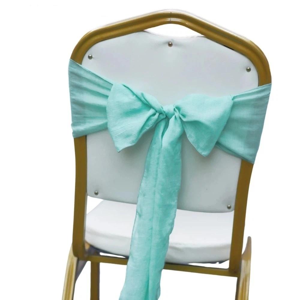 2Pcs Designed Decor Rustic Chair Sashes Cheesecloth Tulle Overlock Chair Ties Non-slip 11 Colors Chair Cover Wedding Decoration