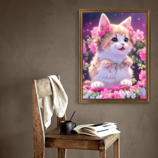 Пейзаж с бриллиантами, милый кот, принт, дизайн, улучшение координации, снятие стресса, мозаика, алмазная вышивка, украшение для дома, сделай сам, подарок