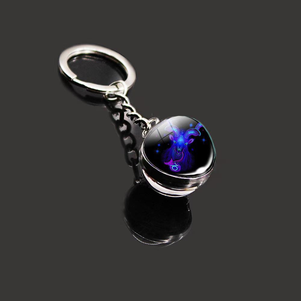 Spherical Luminous Crystal Zodiac Keychain - Virgo & Leo