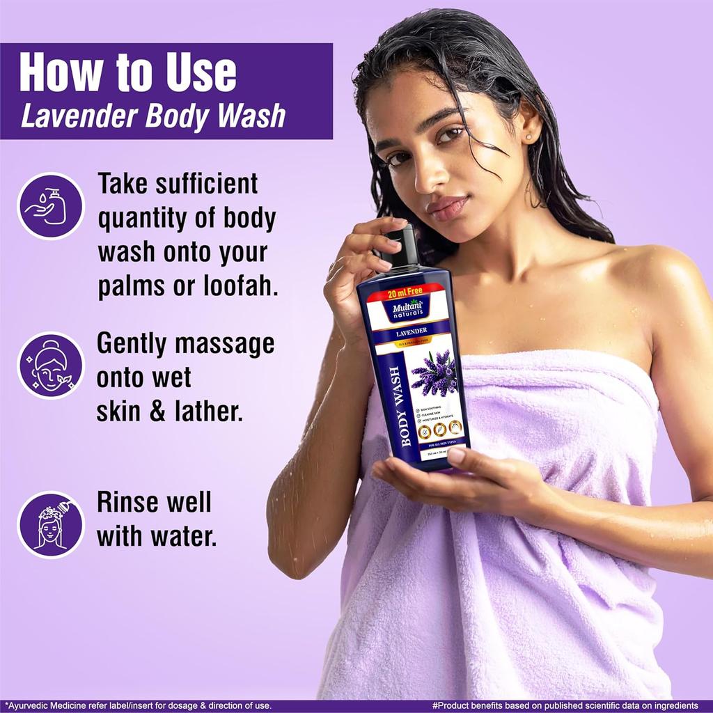 Multani Naturals Lavender Body Wash 270 Ml Herbal Cleanser With Lavender Oil Relaxing Unisex Shower Gel For Soft Skin