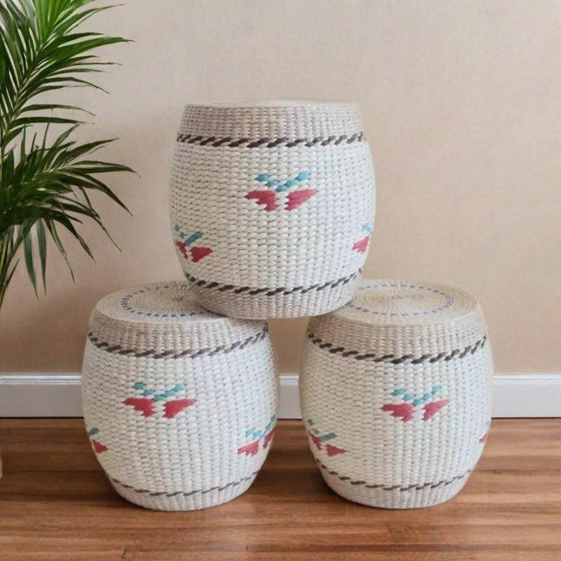 Круглая ротанговая подушка-пуф ручной работы, татами-пуфик, низкий стульчик для журнального столика в гостиную