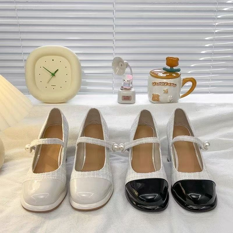 Модные универсальные туфли Мэри Джейн с юбкой, одинарные туфли, французский толстый каблук, ремешок с пряжкой на одно слово, открытый вырез, высокие каблуки, женские