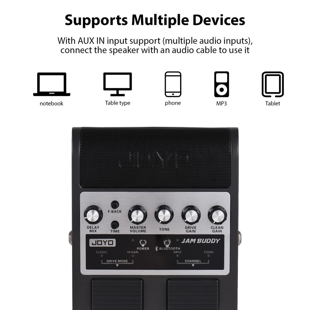 JOYO Electric Guitar Speaker Portable Guitar Effector Amp 2x4W Dual Channel Dual Effects Pedal