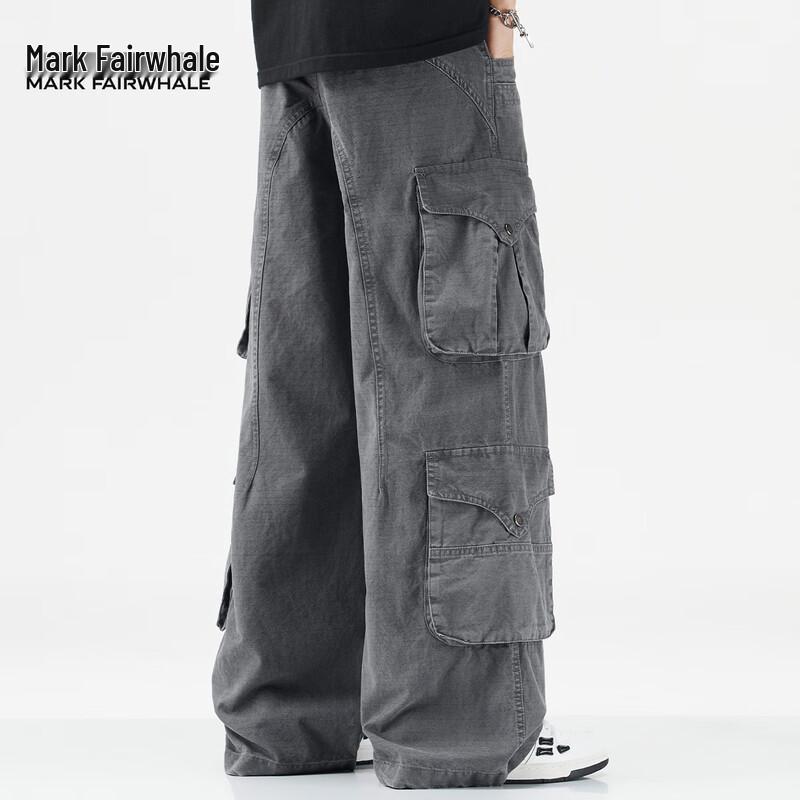 Mark Fairwhale Men's Multi-Pocket Loose Fit Cotton Cargo Pants