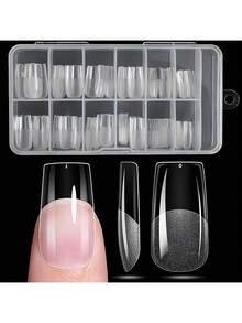 120Pcs Clear Full Cover Square Acrylic False Nails 12 Sizes French Nail Tips For Extension Salon DIY