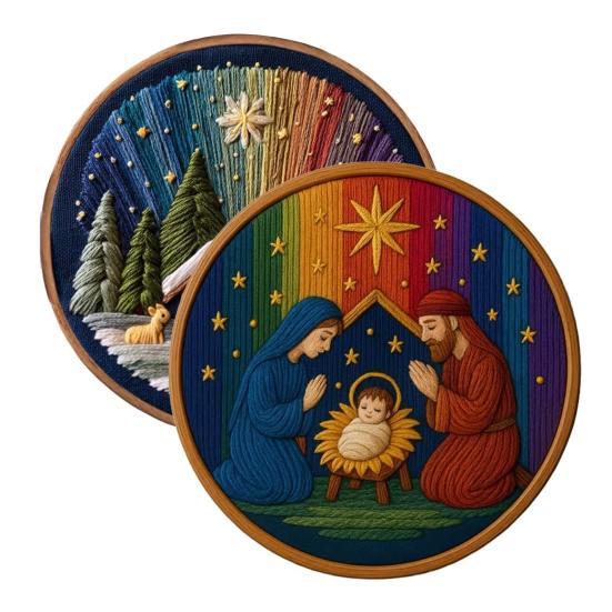 1/2 Набора DIY Набор для вышивания Рождества для взрослых начинающих Рождественская Священная История Напечатанный Вышивка крестом Набор для начинающих для ручной вышивки Подарок для энтузиастов DIY