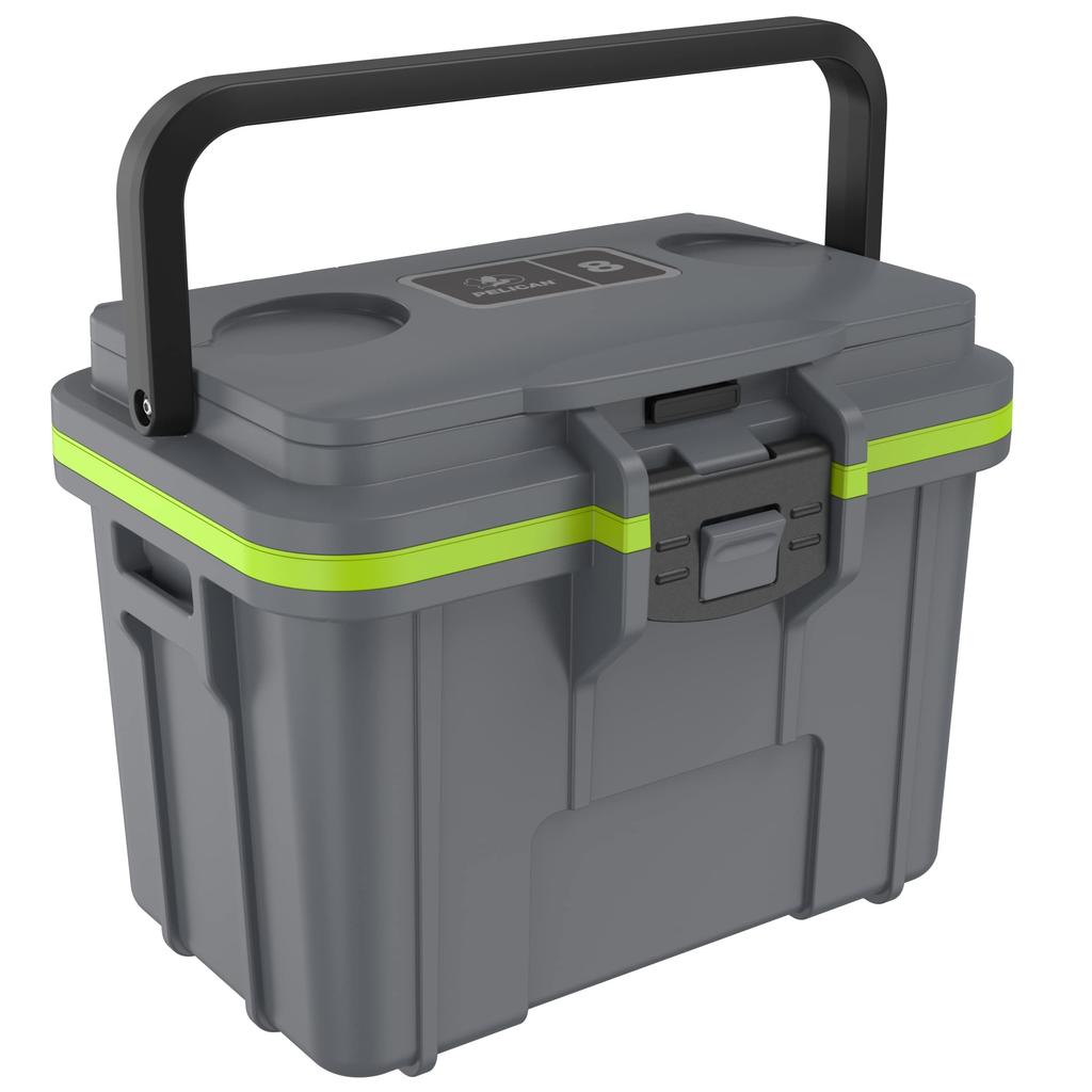 Pelican 8QT Personal Cooler Dry Box & (Dark Gray/Green)