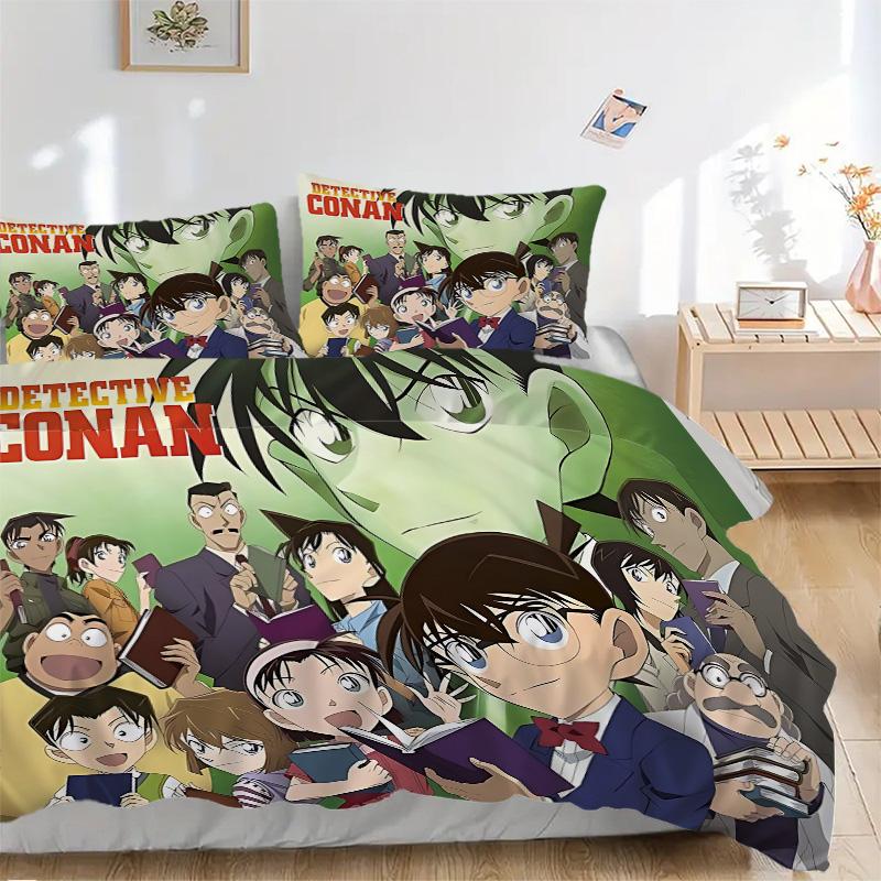 Detective Conan Mystery Print 3Pcs Bedding Setduvet Cover With 2 Bedropillowcase Home Birthday Gift