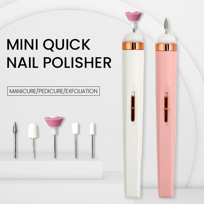 Мини-USB электрическая шлифовальная машина для ногтей, дрель 5 в 1, машина для полировки ногтей, пилочка для ногтей с подсветкой, портативная мини-электрическая маникюрная дрель