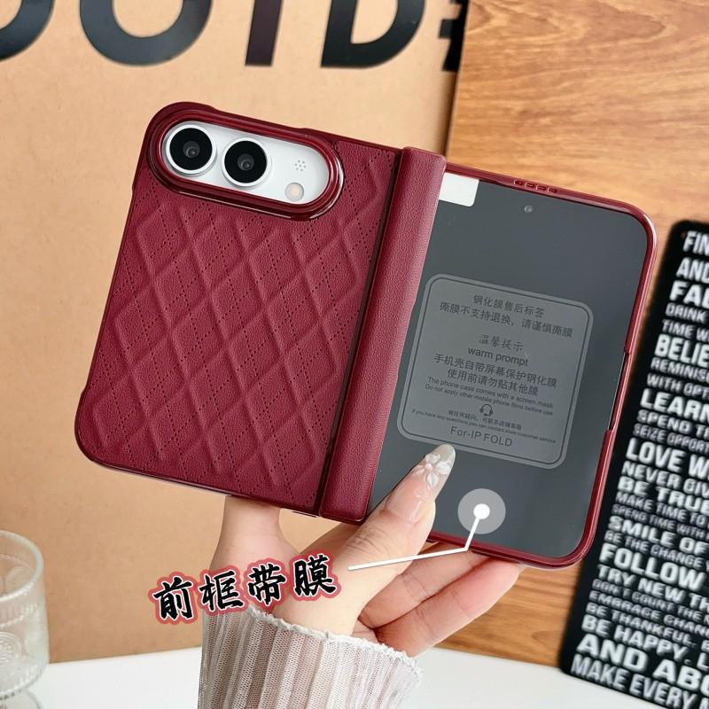 Magnetic Snap-on Case IPhone Duo With Full Coverage PU Leather Rhombus Shockproof Protection