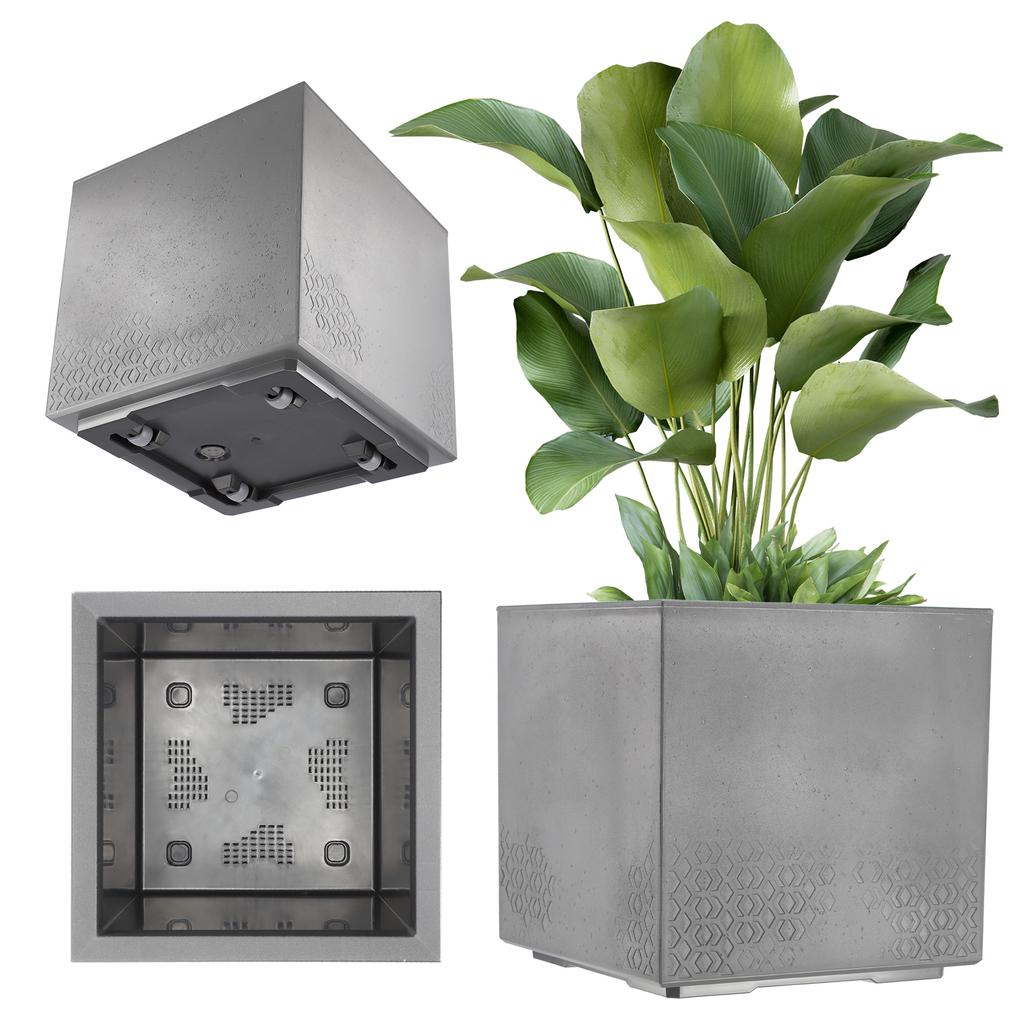 KADAX Doniczka Donica Na Kółkach Eko 40x40cm Czarna Na Kwiaty Rośliny Z Korkiem