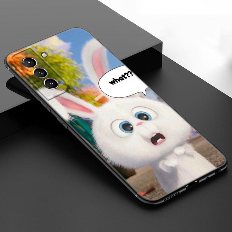 Милый мультяшный кролик черный силиконовый чехол для телефона Samsung Galaxy S23 S21 S20 FE S24 S22 Ultra S10E S10 S9 S8 Plus