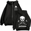 Худи на молнии с двусторонним принтом логотипа Jackass, Высококачественная модная толстовка с капюшоном на молнии, Мужская и женская повседневная оверсайз толстовка