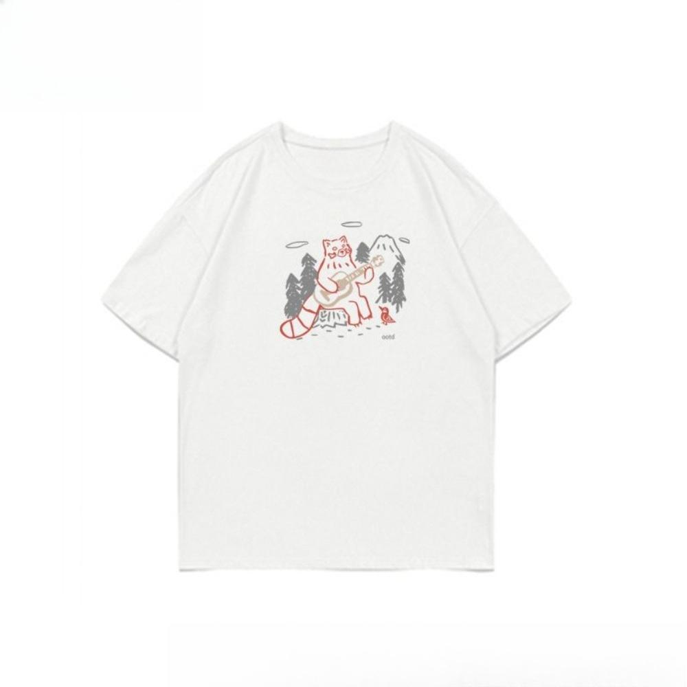 2025 Новая Повседневная Футболка с Коротким Рукавом Принт Хлопок Стандартный Крой Круглый Вырез Дышащая Свободная Унисекс Футболка Мужская Женская Одежда Аниме