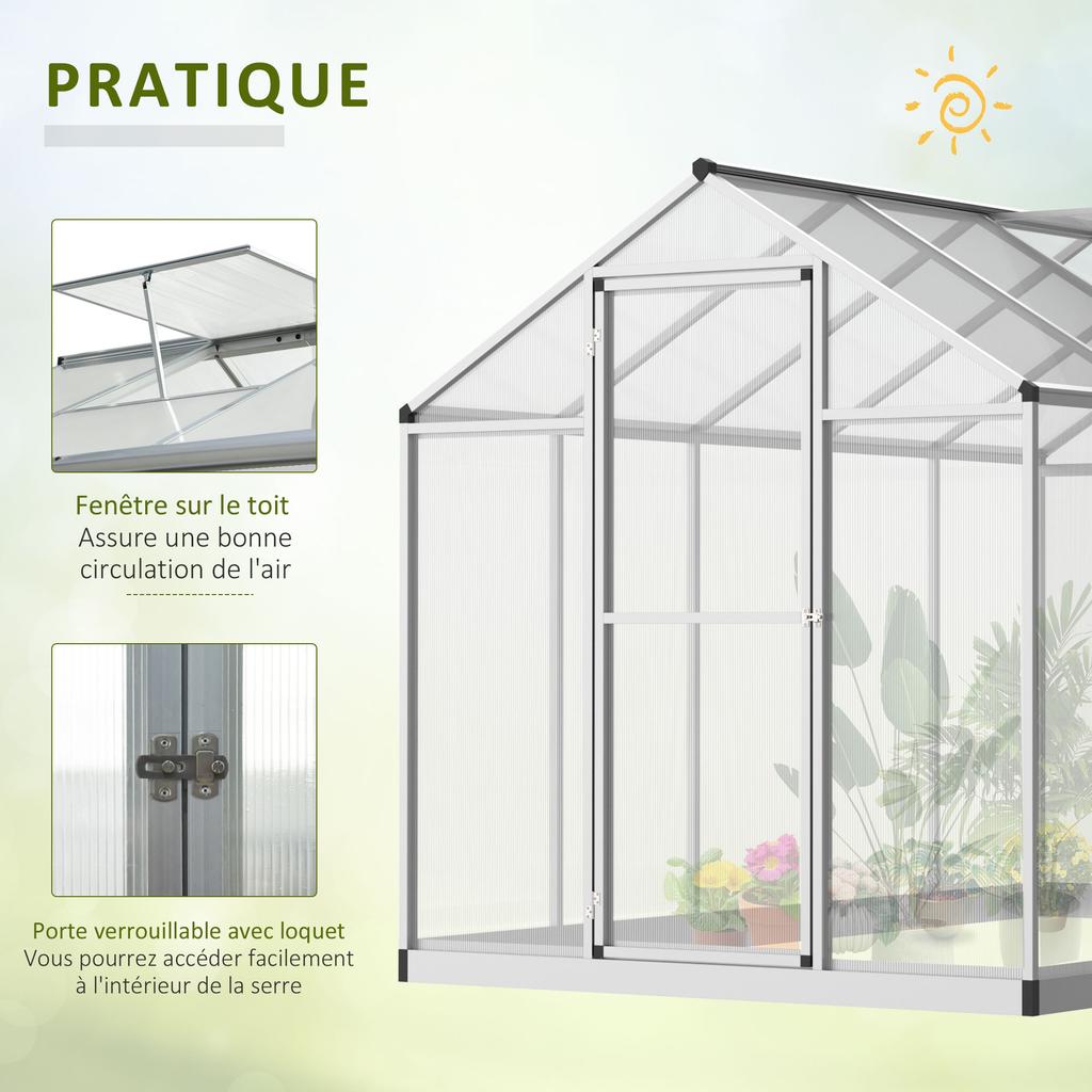 303x183x195cm Clear Polycarbonate Sheet Walk-In Greenhouse