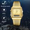 Waterproof Gold Antique Stainless Steel Rectangular Watch Quartz Watch Fashion Watch Gold Birthday Anniversary Day Christmas Day Present Men's
