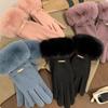 Solid Color  Gloves Warm Full Finger Mittens Fashion Women Furry Gloves  Female