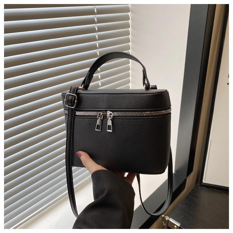 Color Solid Simple Lychee Texture Embossed Women Single Shoulder Square Bag