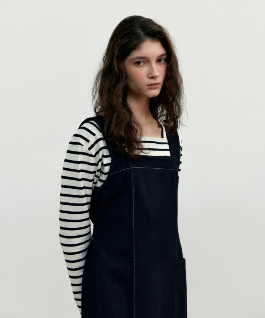 Anout Wool Suspender Dress - Navy