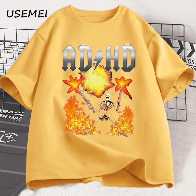Funny ADHD Graphic Tee Shirt Mental Health Awareness T-Shirt Men Women Fashion Casual Tops All Season Loose Harajuku Clothing