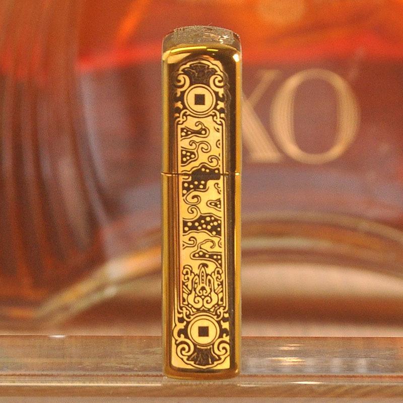 ZORRO 902 Exquisite Pixiu Kerosene Windproof Lighter with Gold Edge Trim
