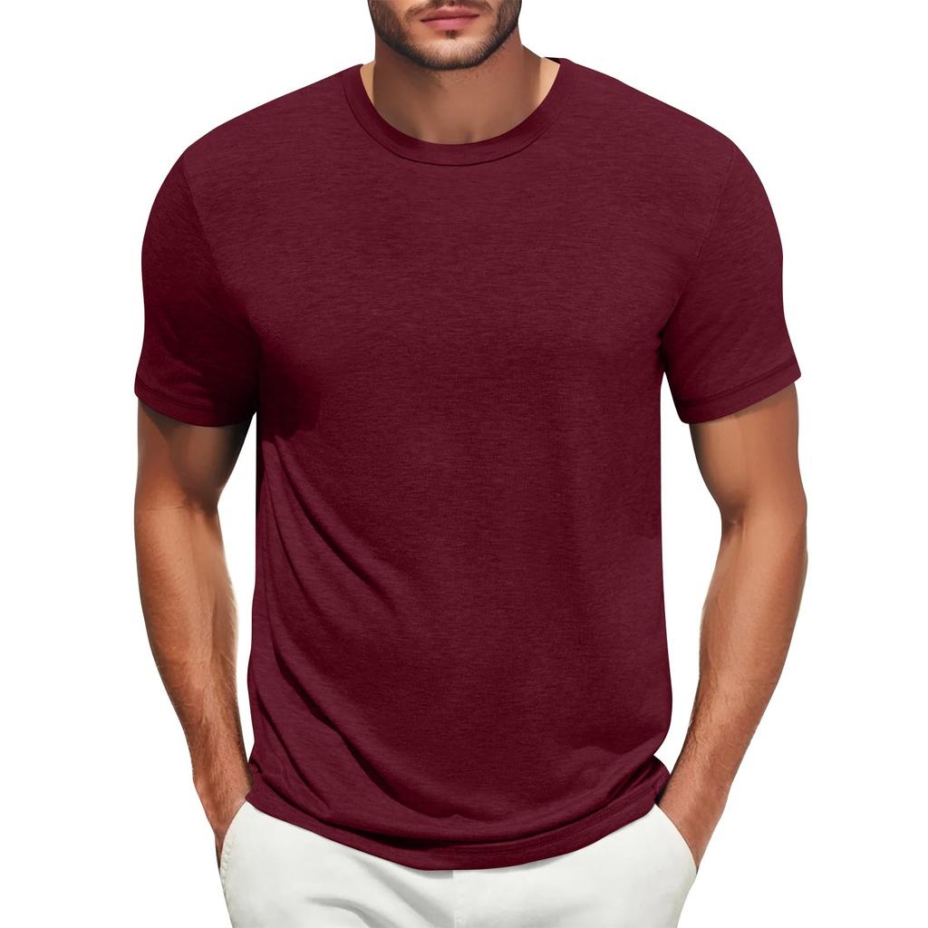 Men's Casual Fashion Comfort Solid Color Round Neck Pullover Sweatshirt Tops