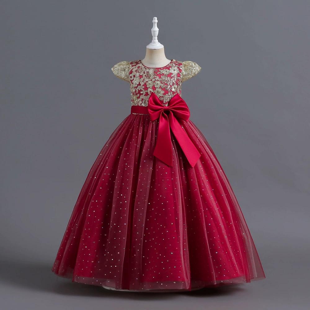 Girls' Dress Skirts Big Children's Sleeveless Sequined Wedding Dresses Flower Girls Show Princess Dresses Floor-to-ceiling Long Dress Skirts