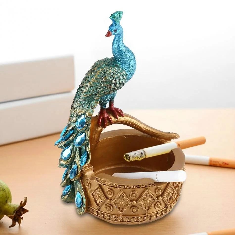 1Pcs Creative Handcraft Peacock Modelling Design Resin Ashtray Accessories Succulent Plants Pot Home Office Decor Craft