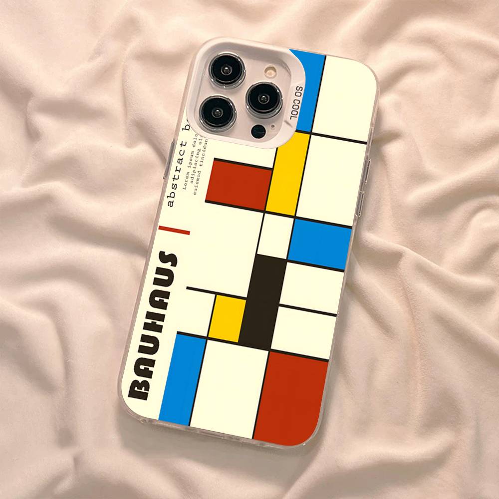 Abstract B-Bauhaus Geometric Art Phone Case For IPhone 16 15 14 13 12 11 17 Pro MAX Plus Pro Matte Shockproof Cover