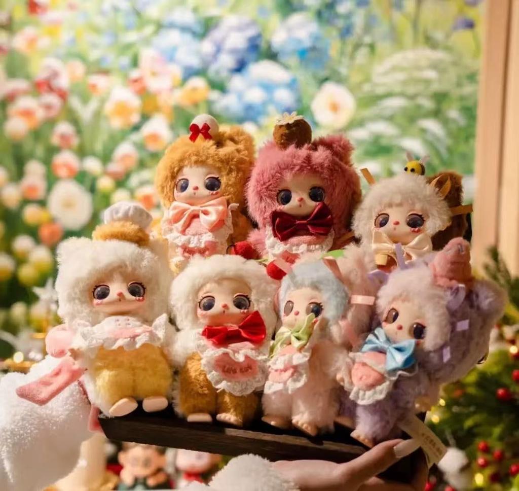 Liila Toys 4-е поколение Сладости-тематический милый котенок Аутентичный стиль шеф-повара по сладостям x Пушистый дизайн Yomogimatsu и большая лента 7 видов (Включая 1