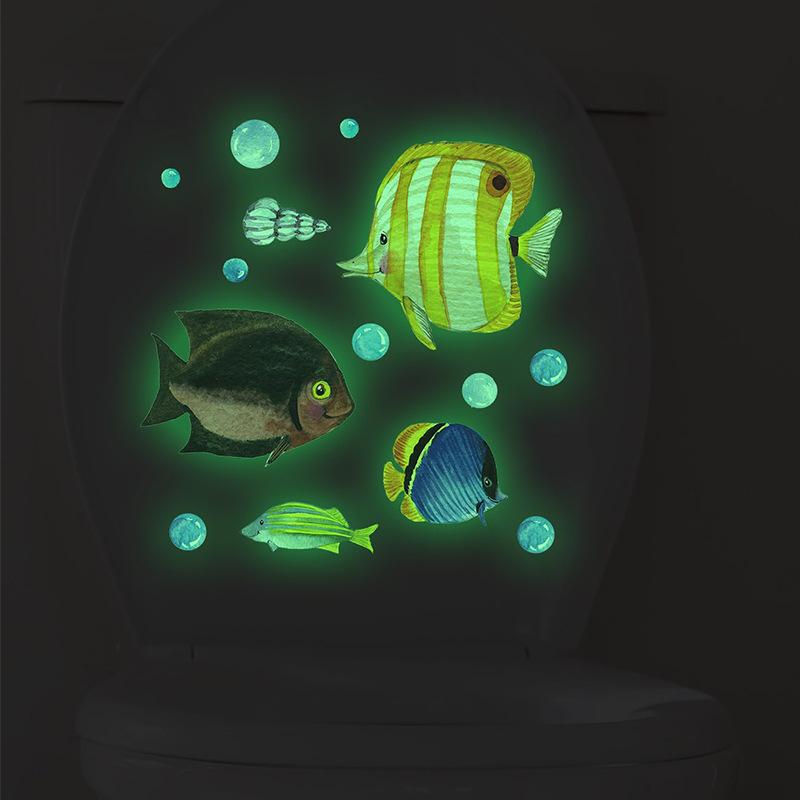 Мультфильм светящиеся в темноте настенные наклейки домашний декор светящиеся флуоресцентные морские животные наклейки для украшения детской комнаты