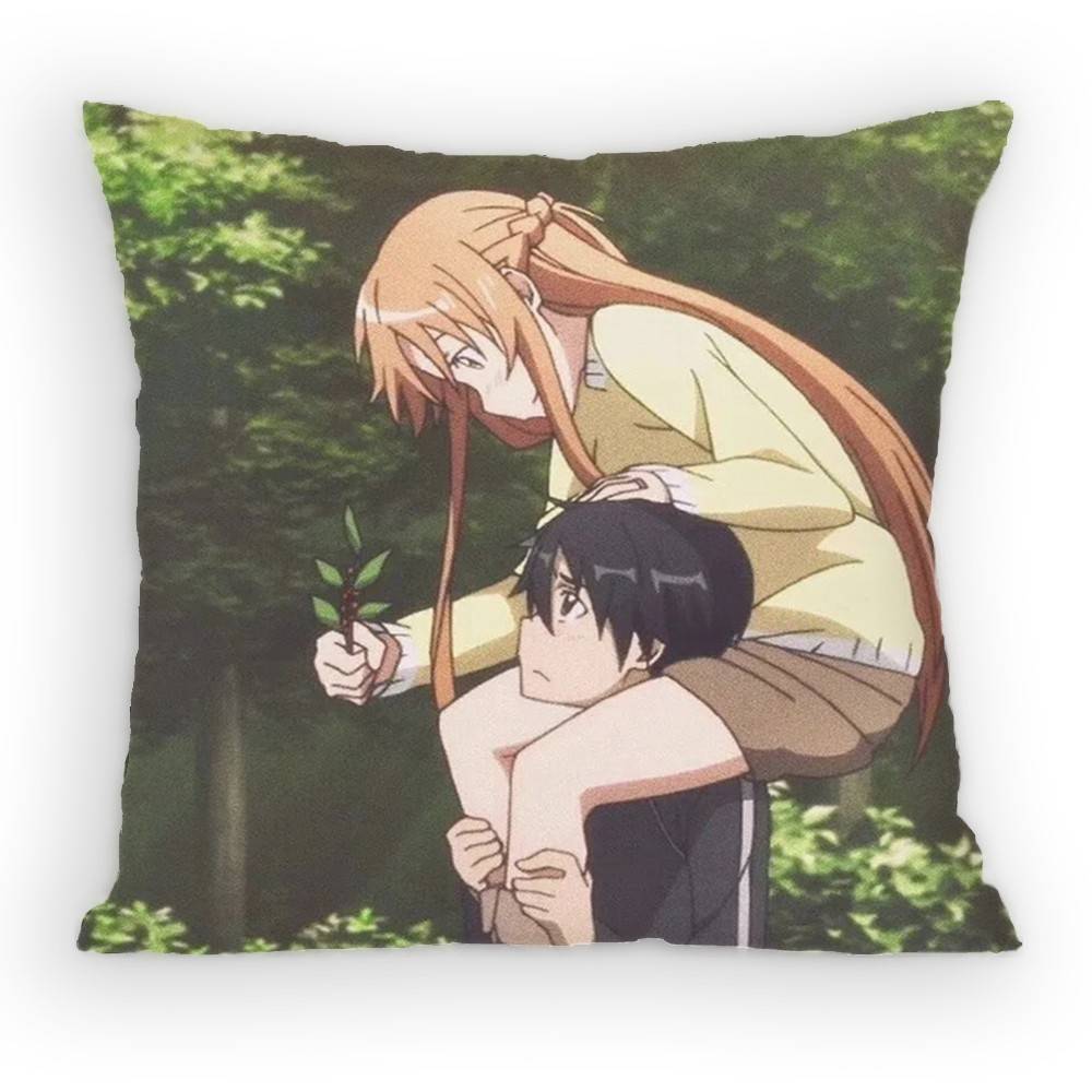 Чехол для подушки Sword Art Online Асуна Кирито Противопылевой чехол для подушки Невидимая молния Шелковистый короткий плюш Чехол для диванной подушки