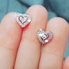 Huitan Delicate Small Heart Stud Earrings Piercing Ear Accessories Women Inlaid Shiny Cubic Zirconia Chic Earrings Love Jewelry