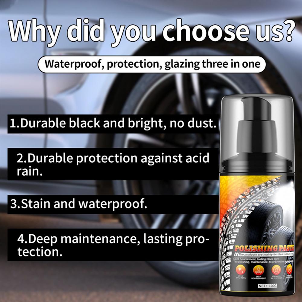 Пенный очиститель для автомобильных шин 3,38 унций, очиститель для автомобильных шин, восковое покрытие, полировочное средство для ухода за шинами, сильное обеззараживание