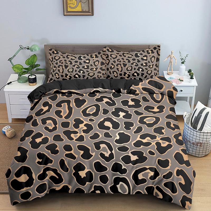 Leopard Print King Queen Duvet Cover Brown Cheetah Skin Pattern Bedding Set For Teens Girl Women Leopard 2/3pcs Soft Quilt Cover