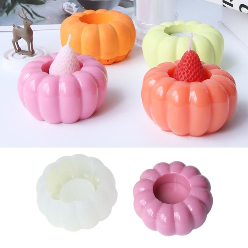 Resin Candle Holder Silicone Mold Pumpkin Tealight Resin Mold Candlestick Epoxy Casting Mold for Jewelry Box Home Decor