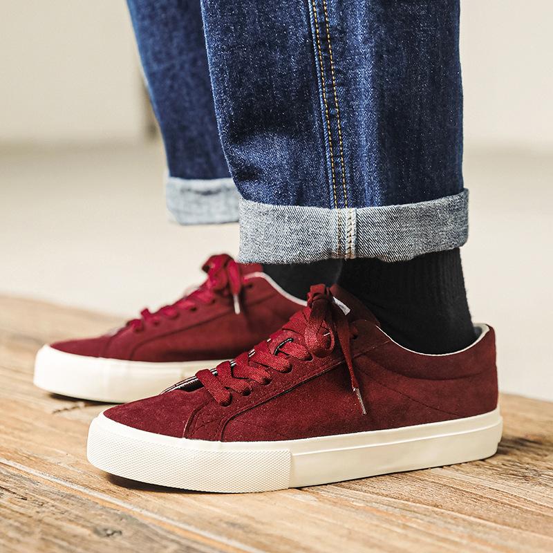 Модная мужская обувь, дизайн меньшинства, повернуть мех, вино, повседневная спортивная обувь для скейтборда, осенняя дышащая тенденция с модной обувью