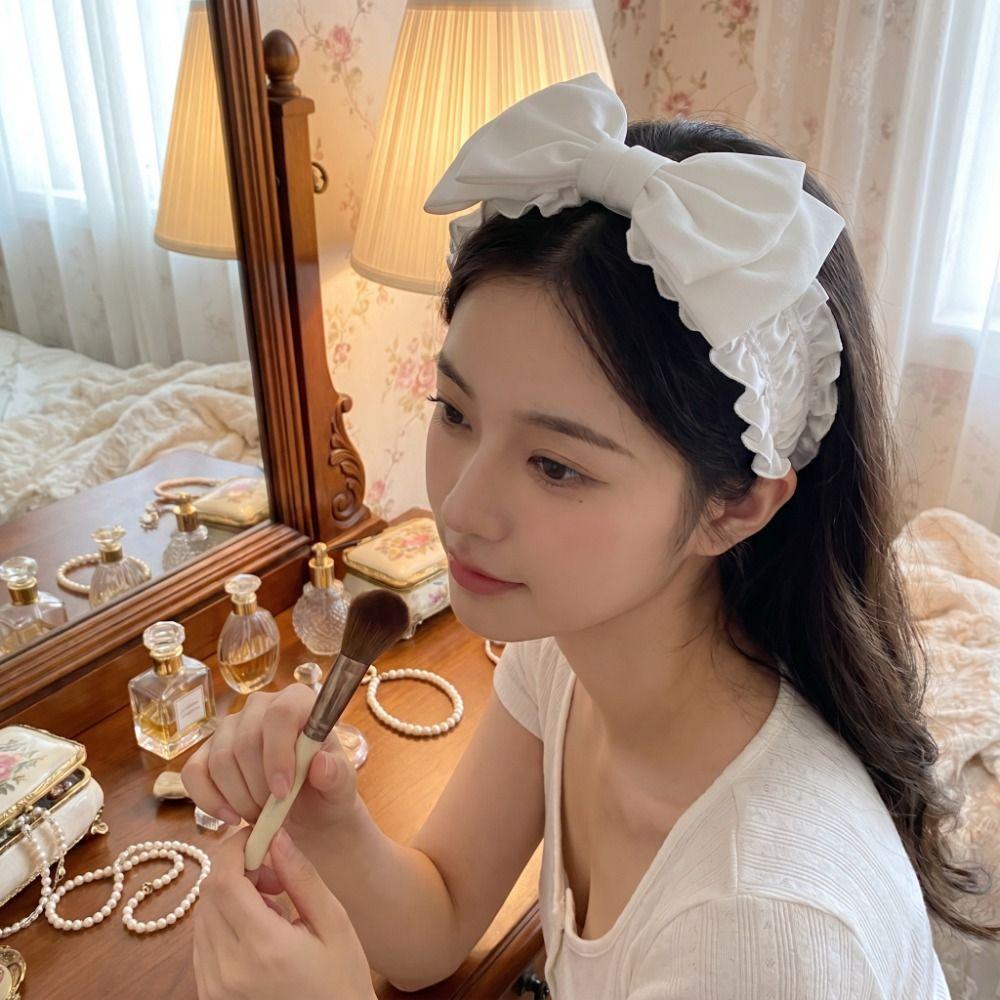 Makeup Washing Face Hairband Double-layered Face Washing Tools Durable Bow Headband Girls Gift