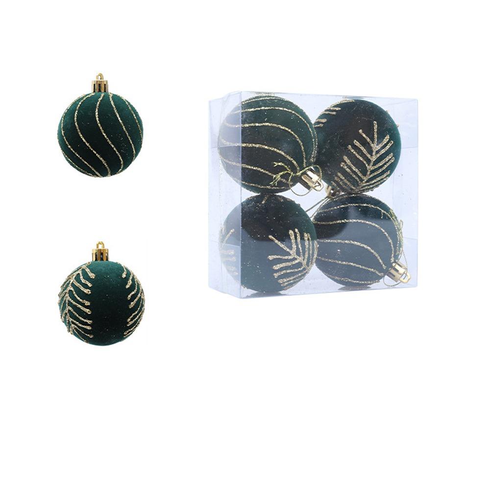 6cm Christmas Balls Set Flocking Shatterproof Xmas Tree Pendants DIY Crafts Christmas Hanging Balls Home Xmas Decor